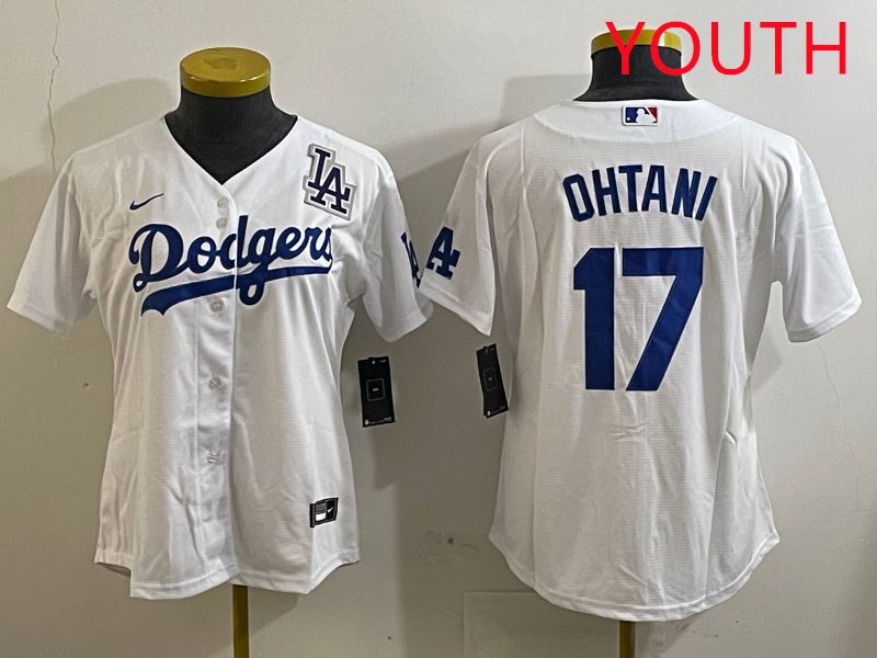 Youth Los Angeles Dodgers #17 Ohtani White Game 2025 Nike MLB Jersey style 3185